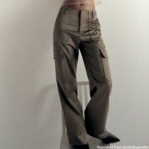 Zara Satin Wide-Leg Cargo Pants. Size S
